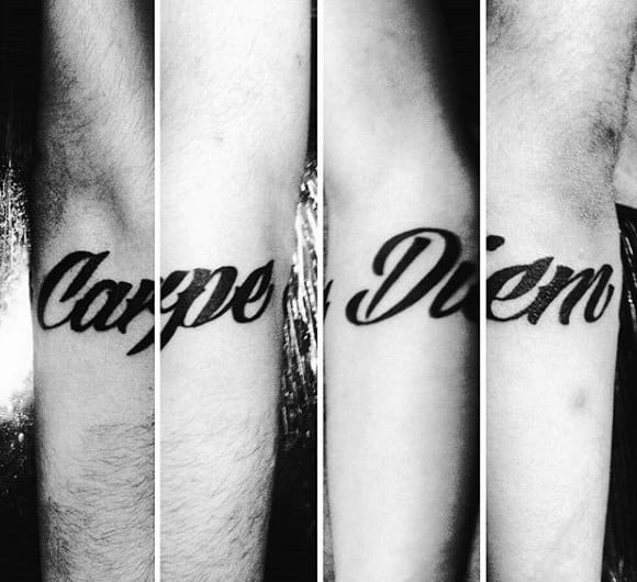 Awesome Carpe Diem Forearm Tattoos For Men