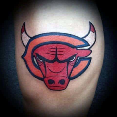 Awesome Chicago Bears With Bulls Tattoos For Men On Arm