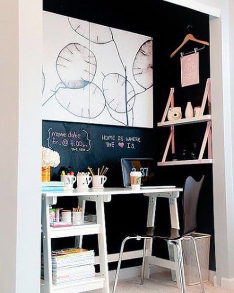 chalkboard wall kids small office nook