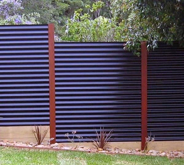 modern corrugated steel privacy fence