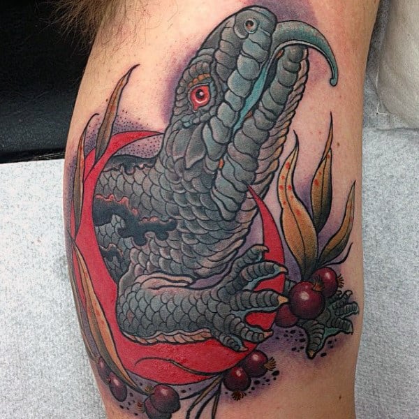 Awesome Desert Lizard Tattoo On Calves For Guys