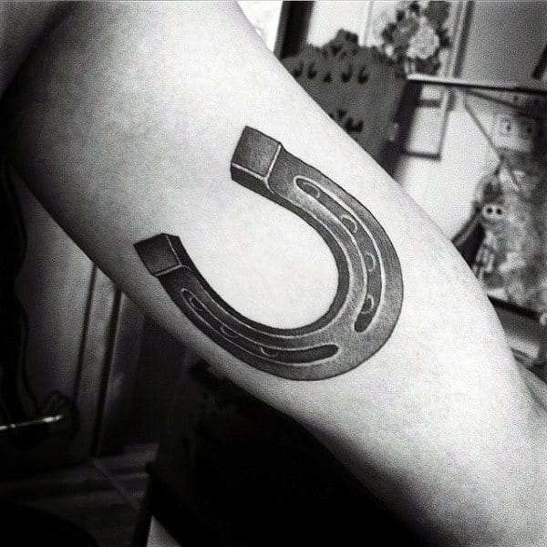 Awesome Dotwork Horseshoe Mens Arm Tattoos