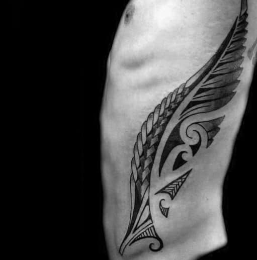 Awesome Fern Tribal Male Rib Cage Side Of Body Tattoo Ideas