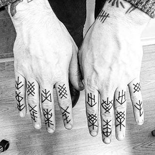 Awesome Fingers And Knuckles Rune Tattoos For Guys