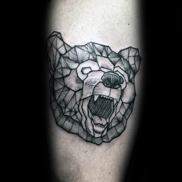 Awesome Forearm Roaring Geometric Bear Male Tattoo Ideas