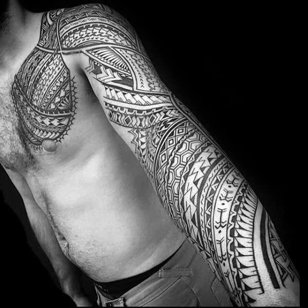 Awesome Full Arm Sleeve Tribal Tattoos Male