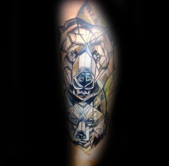 Awesome Geometric Bear Tattoo Ideas For Men