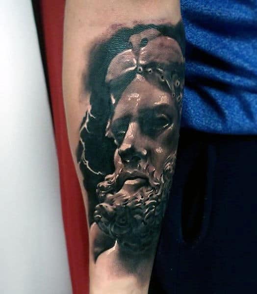 Awesome Greek Mythology Mens Hercules Shaded Forearm Tattoo