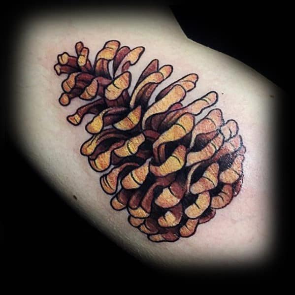Awesome Guys Bicep Pine Cone Tattoo Design Ideas