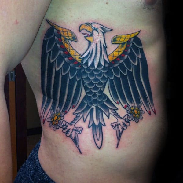 Awesome Guys German Eagle Tattoo Ideas On Rib Cage