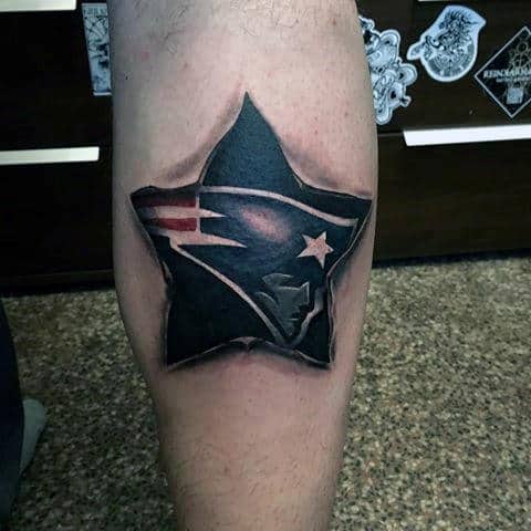 Awesome Guys New England Patriots Football Nfl Leg Calf Tattoo Ideas