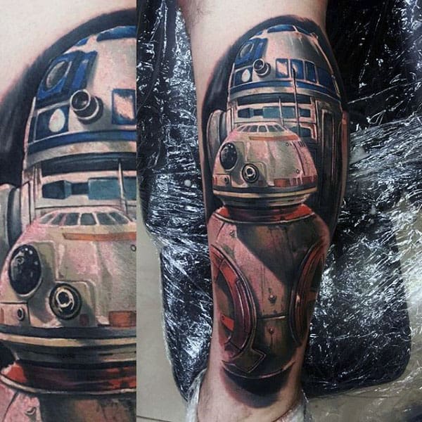 Awesome Guys Rd2d Leg Tattoo Designs