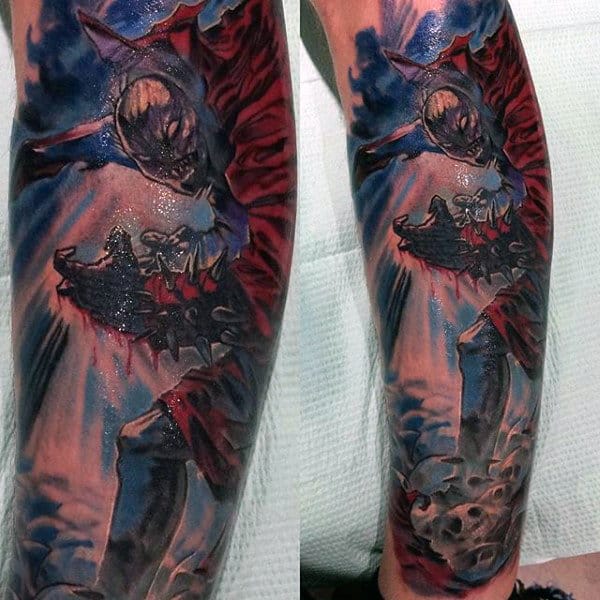 Awesome Guys Spawn Lower Leg Tattoo Designs
