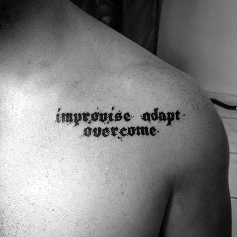 Awesome Improvise Adapt Overcome Chest Tattoos For Men