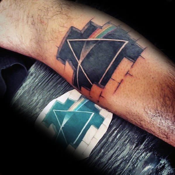 Awesome Ink Dark Side Of The Moon Tattoos For Men On Leg Calf