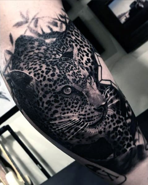 Awesome Jaguar Quarter Sleeve Animal Tattoos For Guys