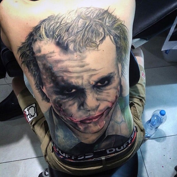 Awesome Joker Full Back Guys Tattoos