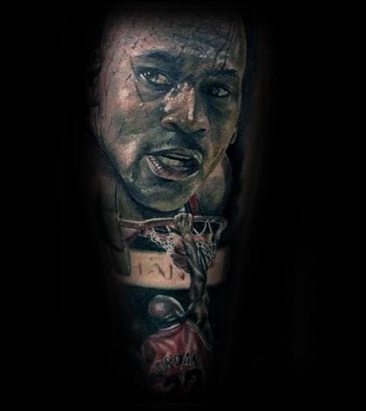Awesome Jordan Themed Mens Sleeve Tattoos