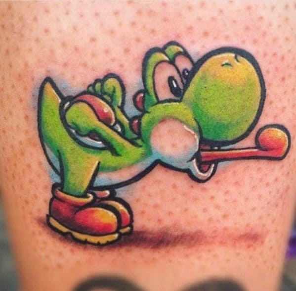 Awesome Leg Yoshi Tattoos For Men