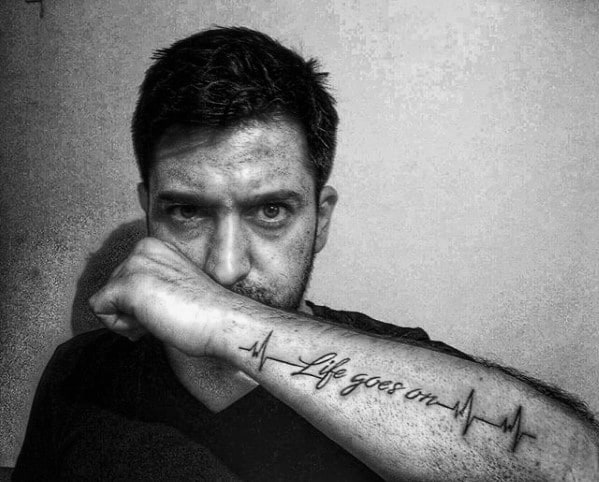 Awesome Life Goes On Tattoos For Men Outer Forearm