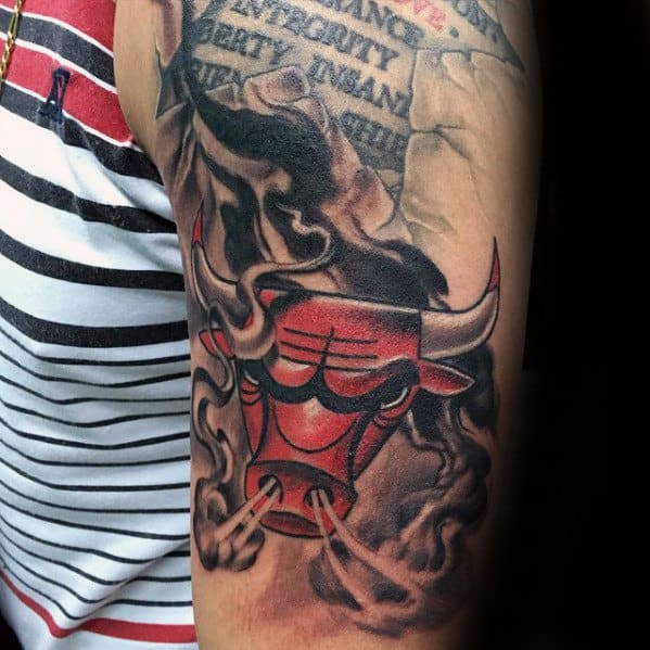 Awesome Male Chicago Bulls Arm Tattoo