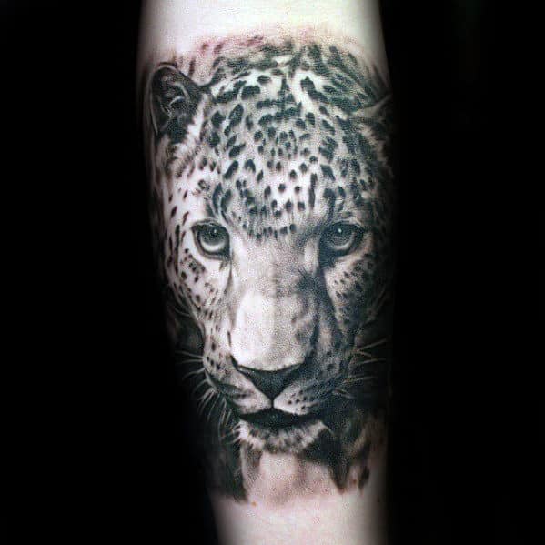 Awesome Male Forearm Sleeve Cheetah Head Tattoos