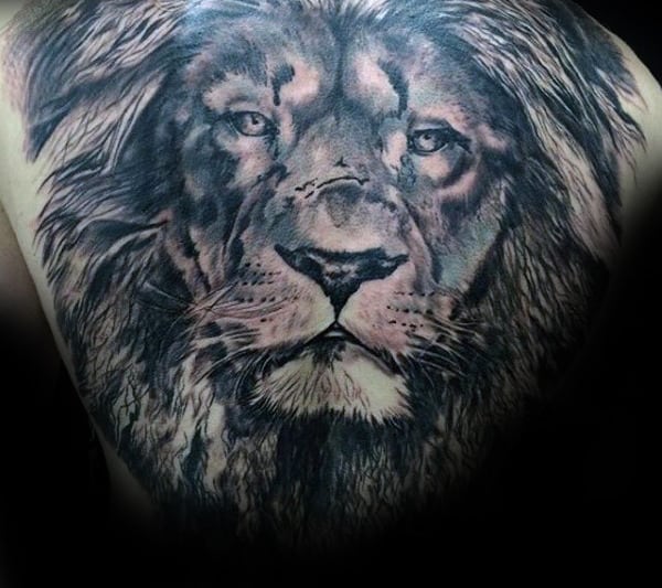 Awesome Male Lion Tattoo Design On Back