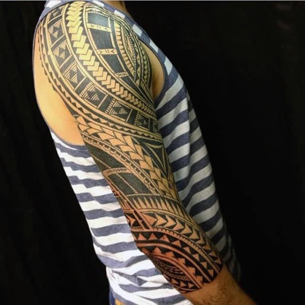 Awesome Male Tribal Forearm Sleeve Tattoo Designs
