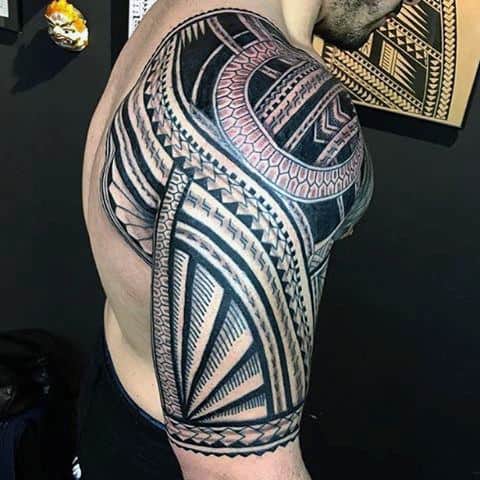 Awesome Male Tribal Tattoo Ideas With Half Sleeve Design