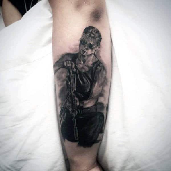 Awesome Manly Terminator Outer Forearm Shaded Tattoos For Gentlemen