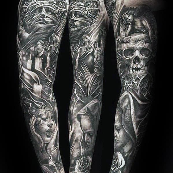 Awesome Masculine Male Full Sleeve Tattoo Inspiration