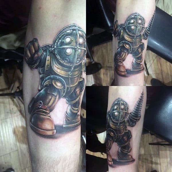 Awesome Mens Bioshock Forearm Tattoo