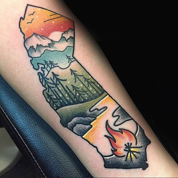 Awesome Mens California Themed Outdoors Tattoo
