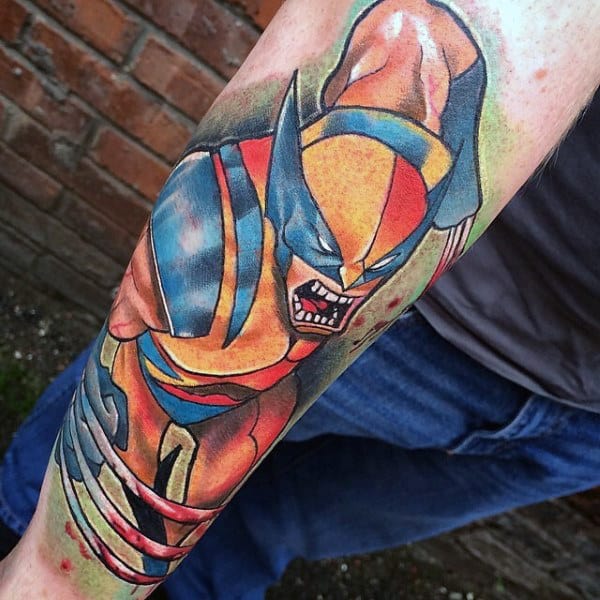 Awesome Mens Forearm Wolverine Sleeve Tattoos