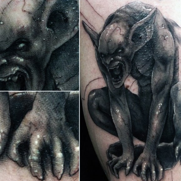Awesome Mens Gargoyle Arm Tattoo Design Inspiration