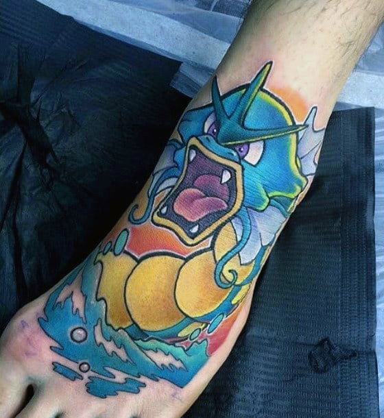 Awesome Mens Gyarados Foot Tattoos