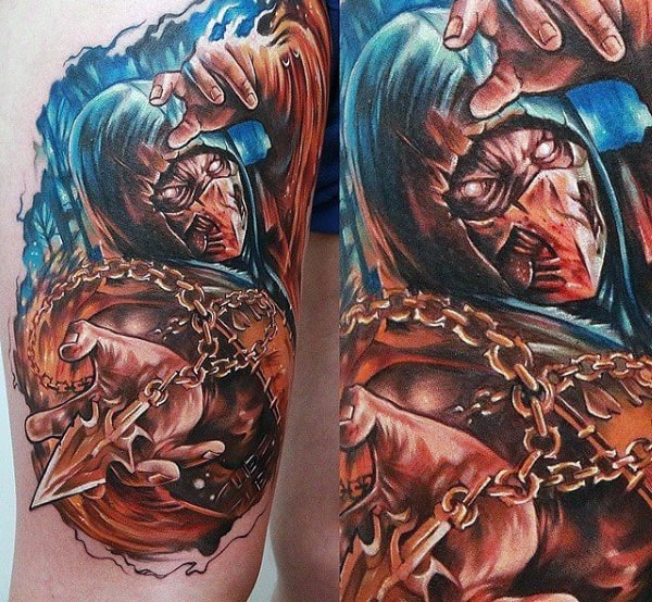Awesome Mens Mortal Kombat Arm Tattoo With 3d Design
