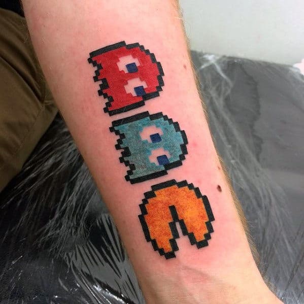 Awesome Mens Pacman Inner Forearm Tattoo Inspiration