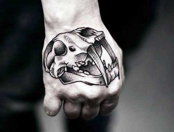 Awesome Mens Skull Animal Hand Tattoos