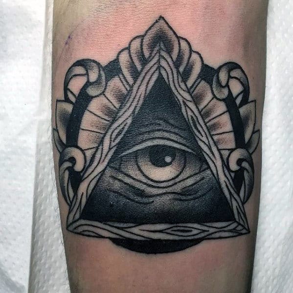 Awesome Mens Traditional All Seeing Eye Inner Forearm Tattoo Design