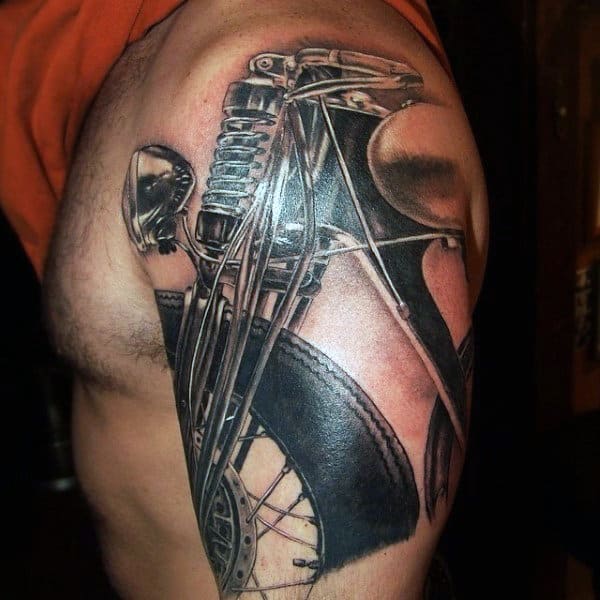 Awesome Mens Upper Arm Motorcycle Biker Tattoo Ideas