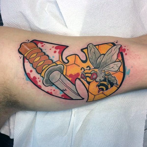 Awesome Mens Wu Tang Inner Bicep Tattoo Designs
