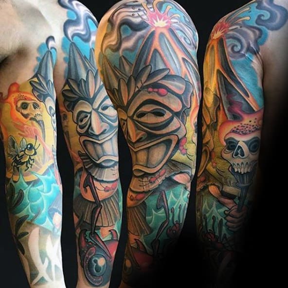 Awesome New School Tattoo Male Full Sleeves