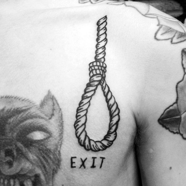 Awesome Noose Mens Black Ink Chest Tattoos