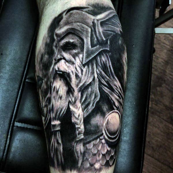 Awesome Norse Mens Odin Leg Sleeve Tattoos