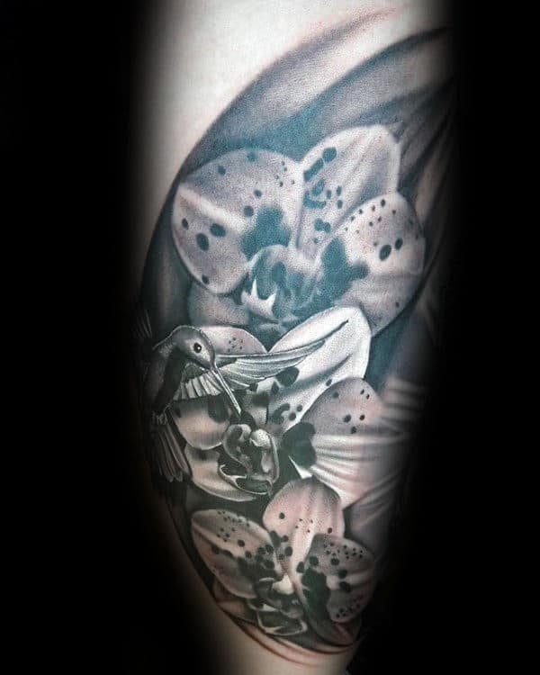 Awesome Orchid Quarter Sleeve Tattoo Inspiration For Guys