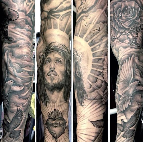 Awesome Rosary Tattoos For Guys Full Sleeve Design Ideas