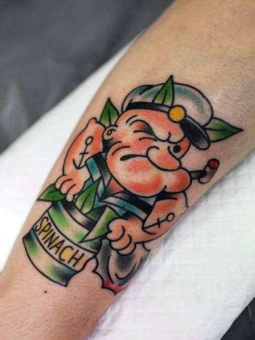 Awesome Sailor Jerry Popeye Guys Forearm Tattoo