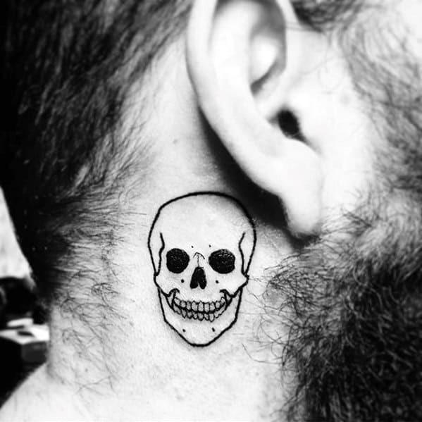 Awesome Small Neck Skull Tattoo Ideas For Guys