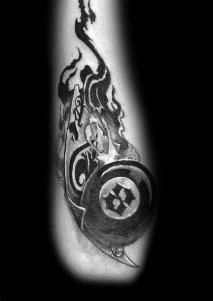 Awesome Smoking 8 Ball Male Outer Forearm Tattoo Design Ideas